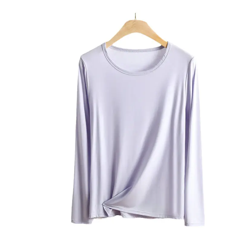 Women's Light Purple Long Sleeve T-Shirt Loose Fit - Image 15