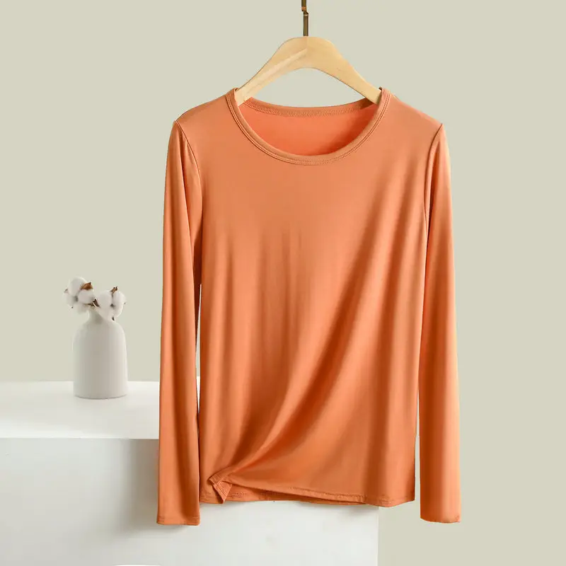 Women's Light Purple Long Sleeve T-Shirt Loose Fit — feature 10