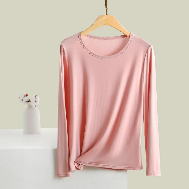 Women's Light Purple Long Sleeve T-Shirt Loose Fit — feature 14