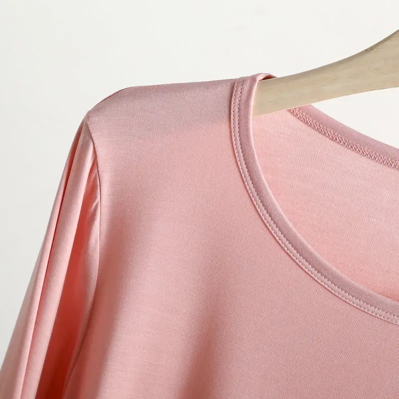 Women's Light Purple Long Sleeve T-Shirt Loose Fit — feature 16