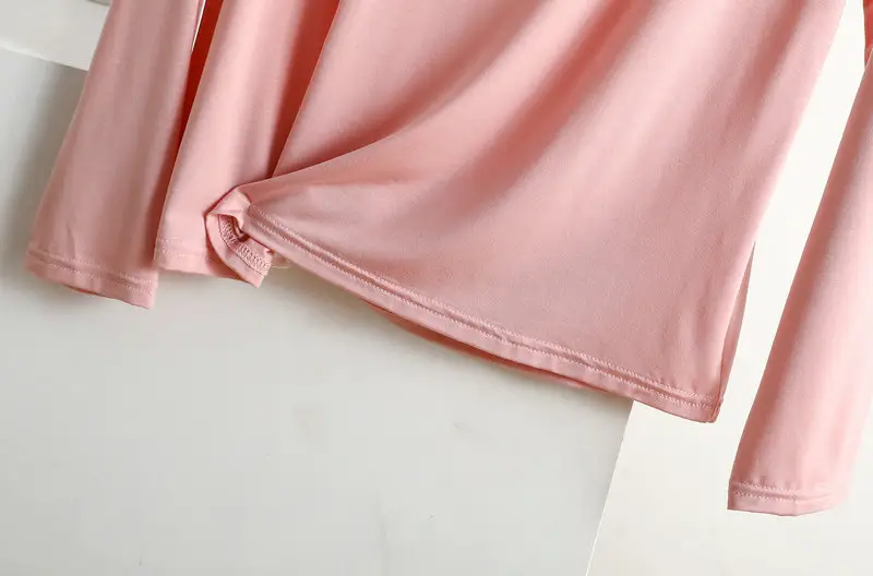 Women's Light Purple Long Sleeve T-Shirt Loose Fit — feature 18