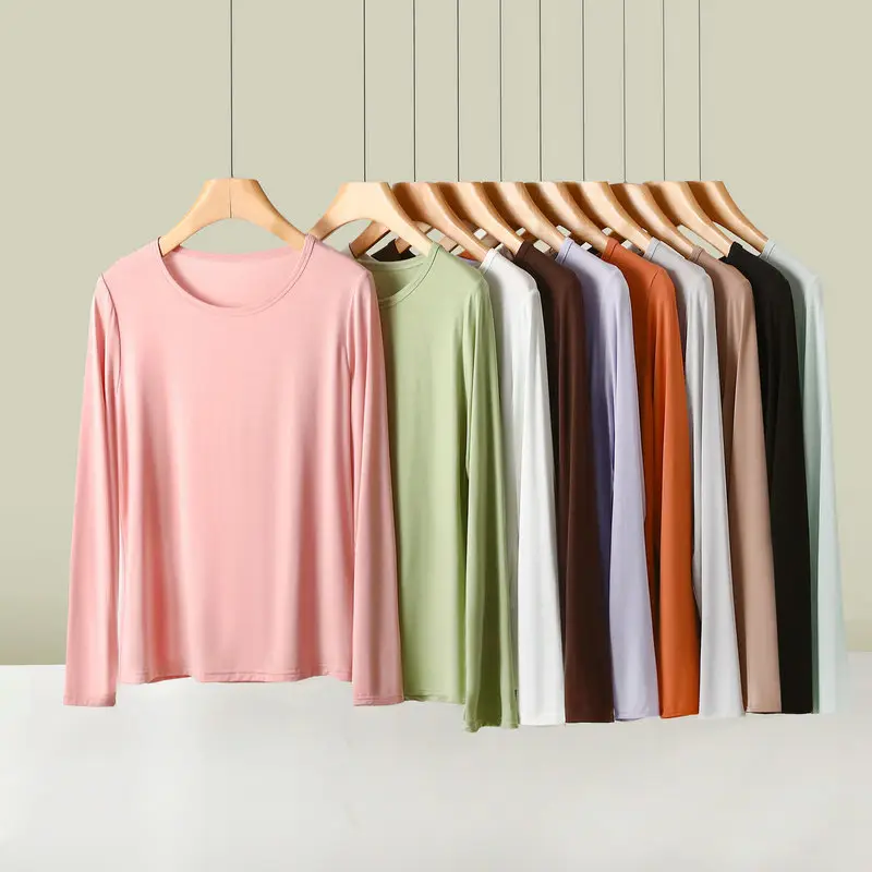 Women's Light Purple Long Sleeve T-Shirt Loose Fit — feature 2