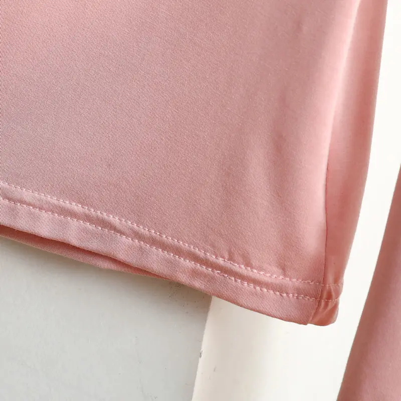Women's Light Purple Long Sleeve T-Shirt Loose Fit — feature 20