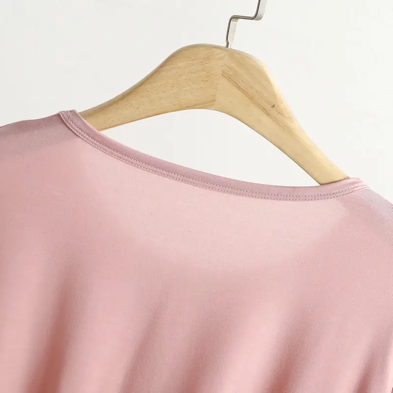 Women's Light Purple Long Sleeve T-Shirt Loose Fit — feature 21