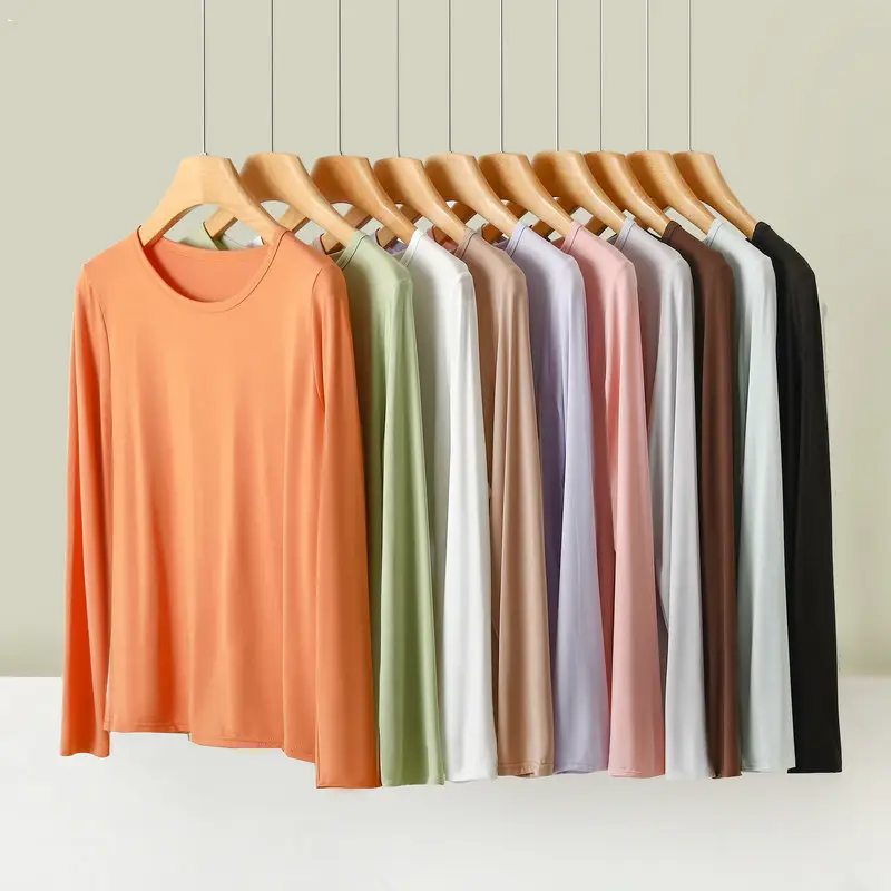 Women's Light Purple Long Sleeve T-Shirt Loose Fit — feature 3