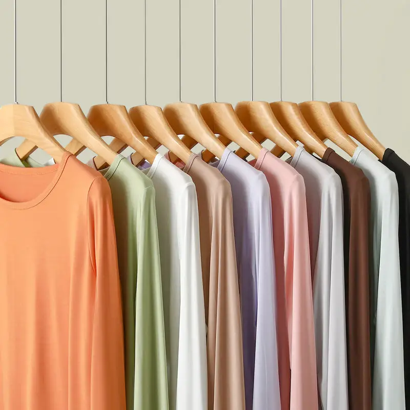 Women's Light Purple Long Sleeve T-Shirt Loose Fit — feature 4