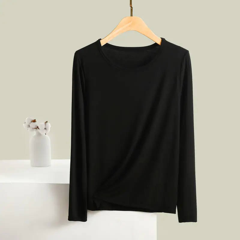 Women's Light Purple Long Sleeve T-Shirt Loose Fit — feature 6