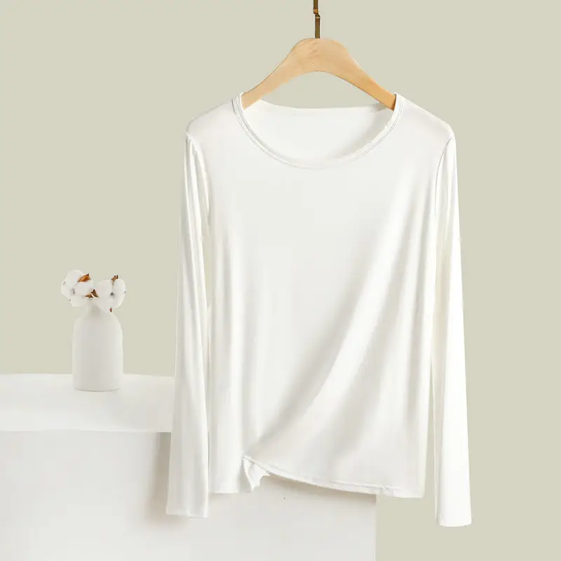 Women's Light Purple Long Sleeve T-Shirt Loose Fit — feature 8