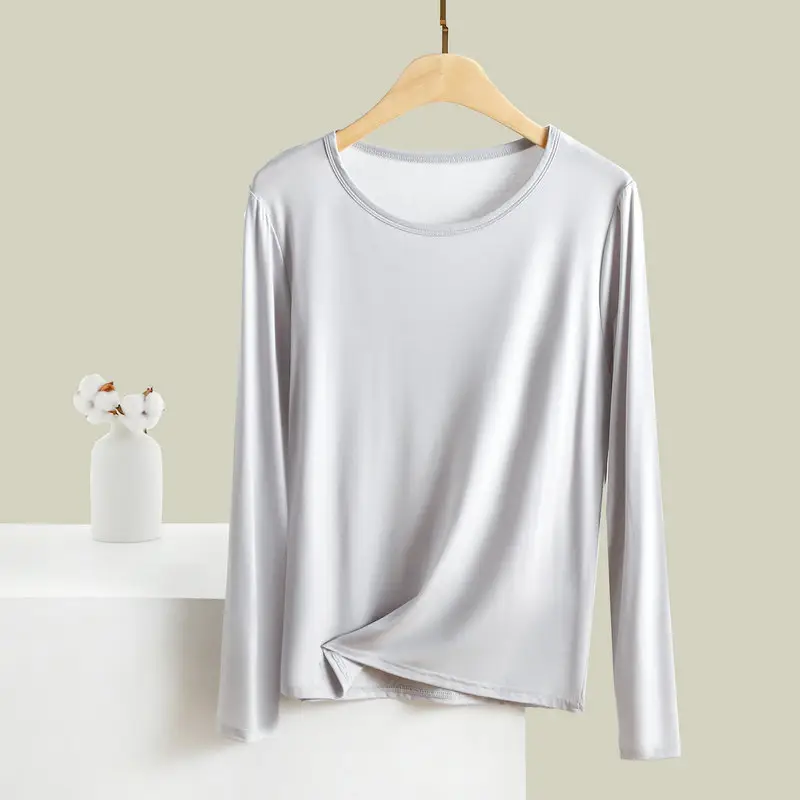 Women's Light Purple Long Sleeve T-Shirt Loose Fit - Image 2