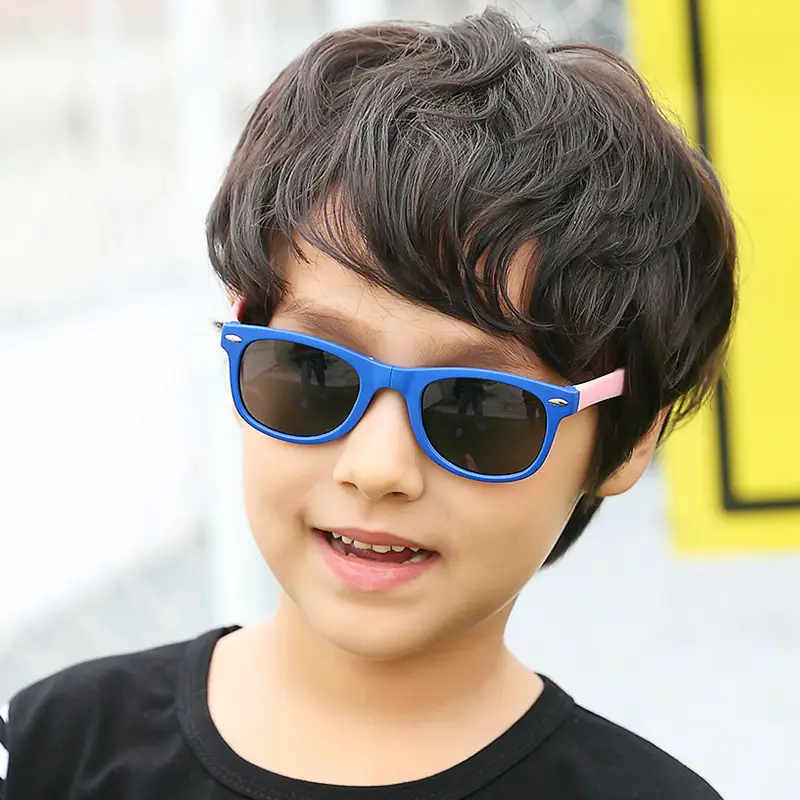 Kids Foldable Silicone Sunglasses Blue 8213 - Image 2