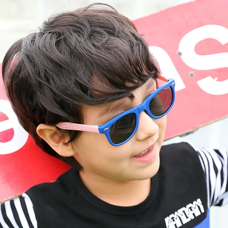 Kids Foldable Silicone Sunglasses Blue 8213 - Image 3
