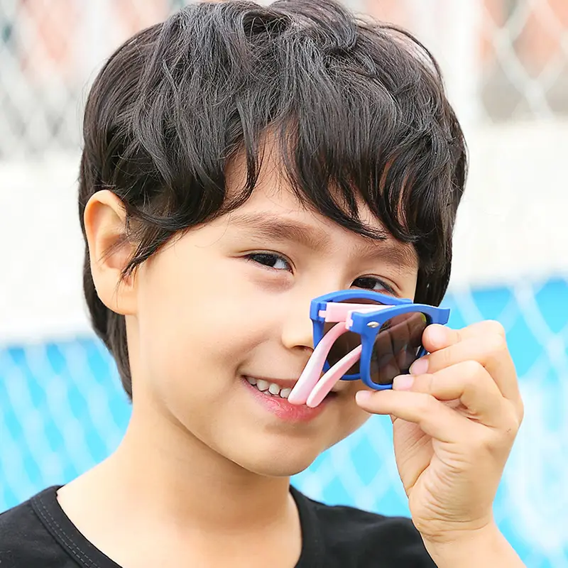 Kids Foldable Silicone Sunglasses Blue 8213 - Image 4
