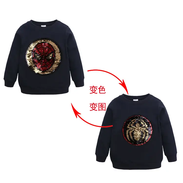 Kids Spider-Man Sweatshirt Black with Flip Button - Image 12