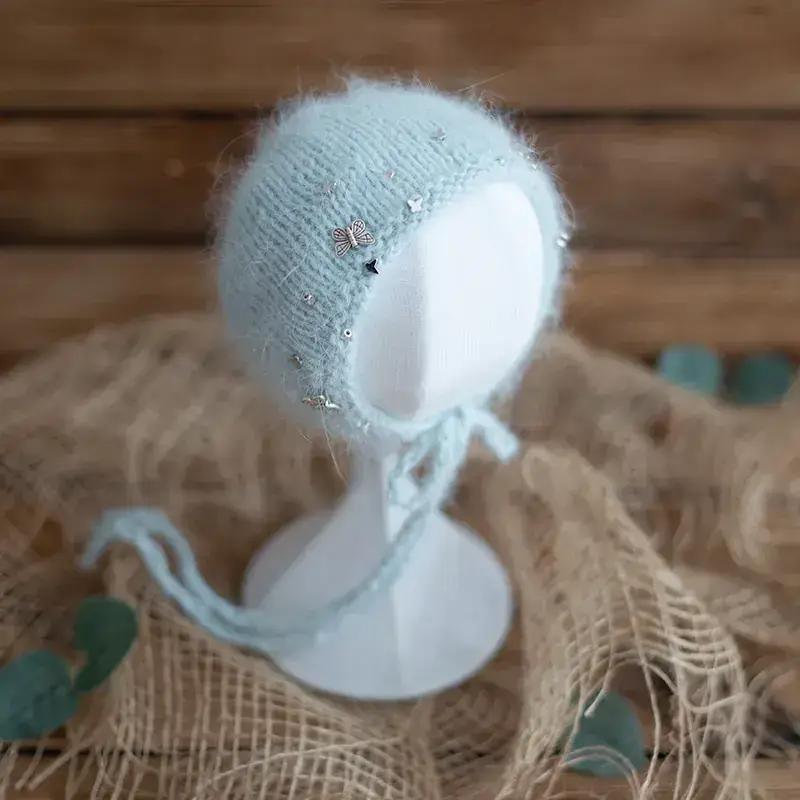 Newborn Baby Long Ears Hat Pink Blue Set - Image 5