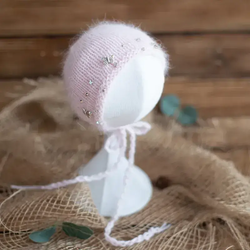 Newborn Baby Long Ears Hat Pink Blue Set - Image 6