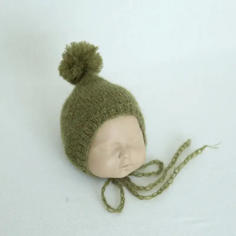 Green Knitted Pom Pom Hat for Baby Boys Girls - Image 5