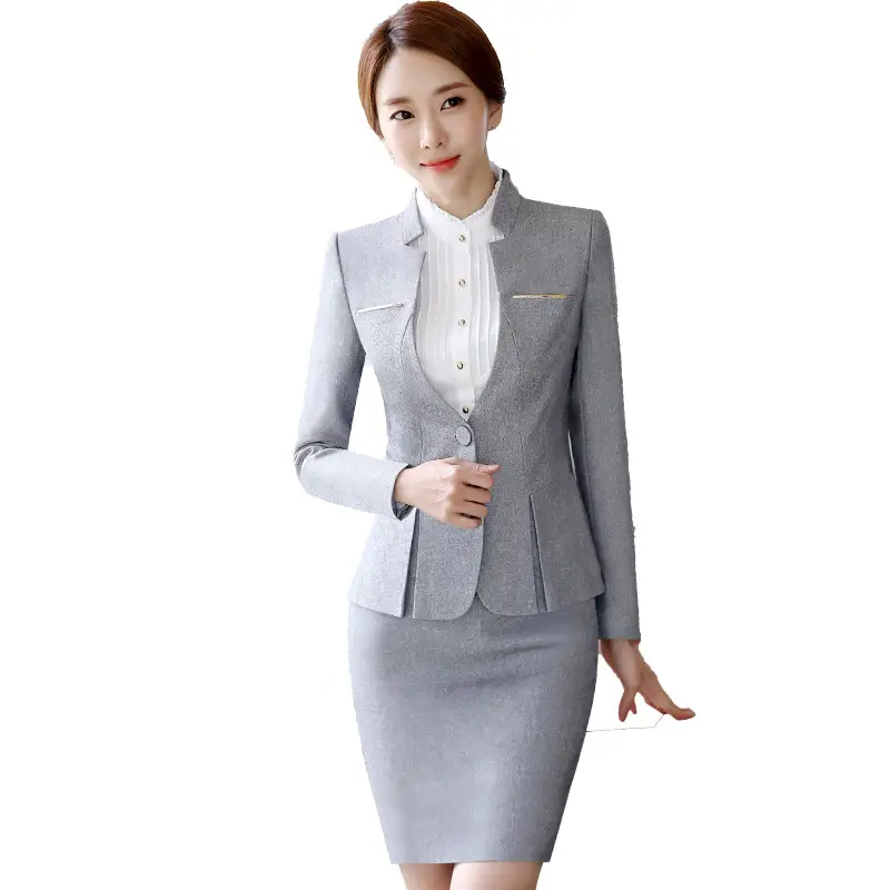 Women Business Suit Grey Korean Style 2017 - Image 5
