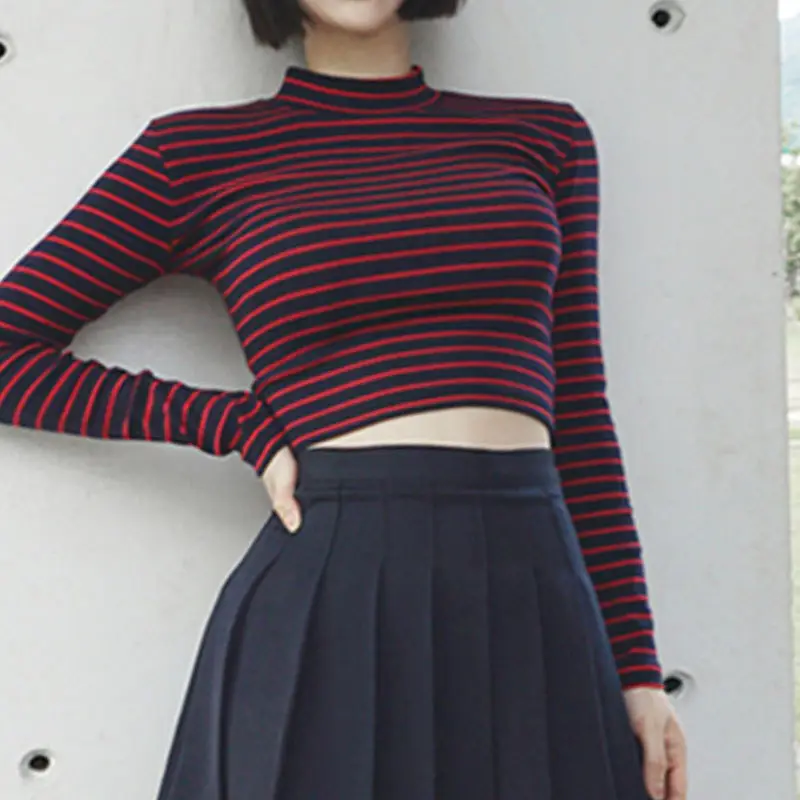 Korean Chic Striped T-Shirt Top for Women