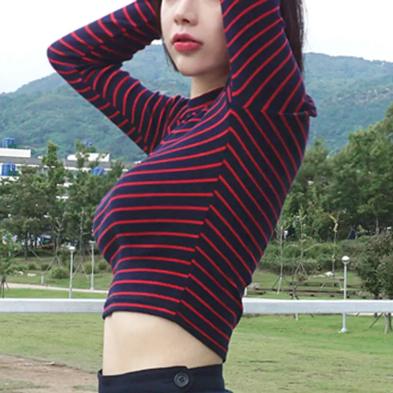 Korean Chic Striped T-Shirt Top for Women
