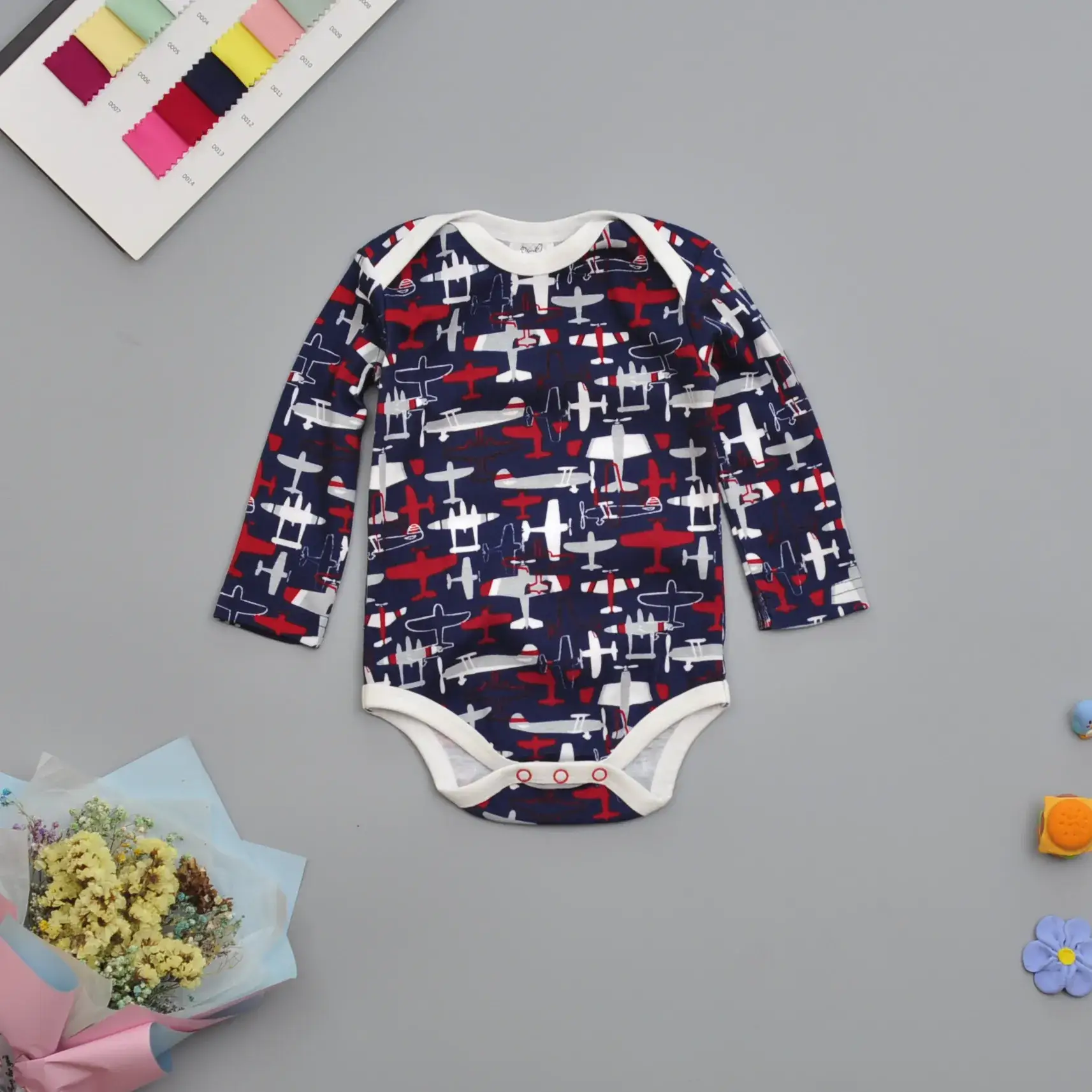 Baby Cotton Long Sleeve Romper Set for Boys - Image 2