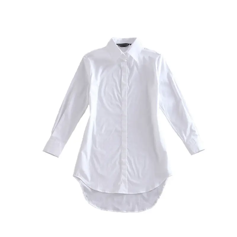 Women Mid-Length Light Blue Button Front Shirt - Image 51