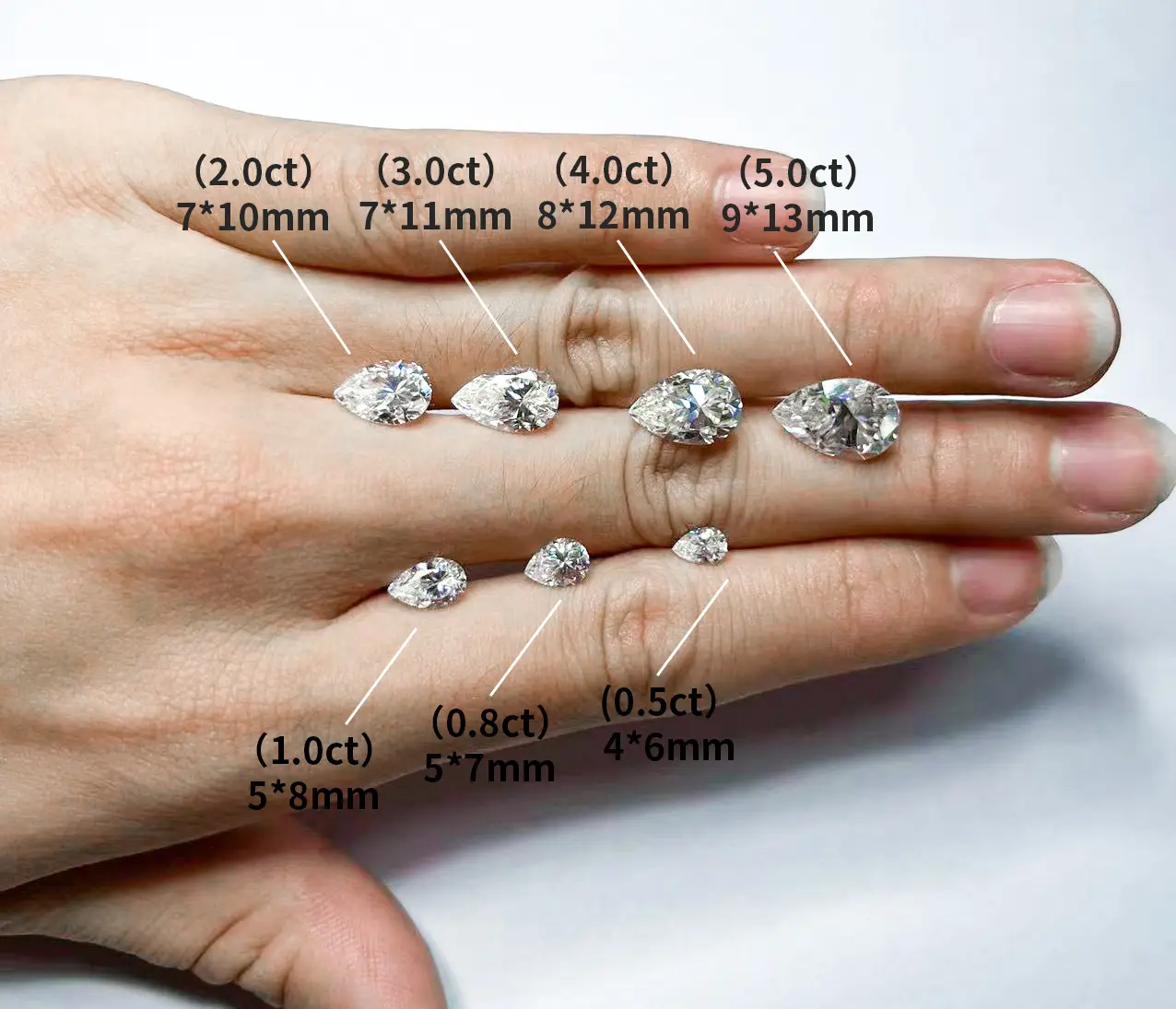 Pear Shaped Moissanite Diamonds DEFGH Color Drop 1-4 Karat 23ct — feature 4