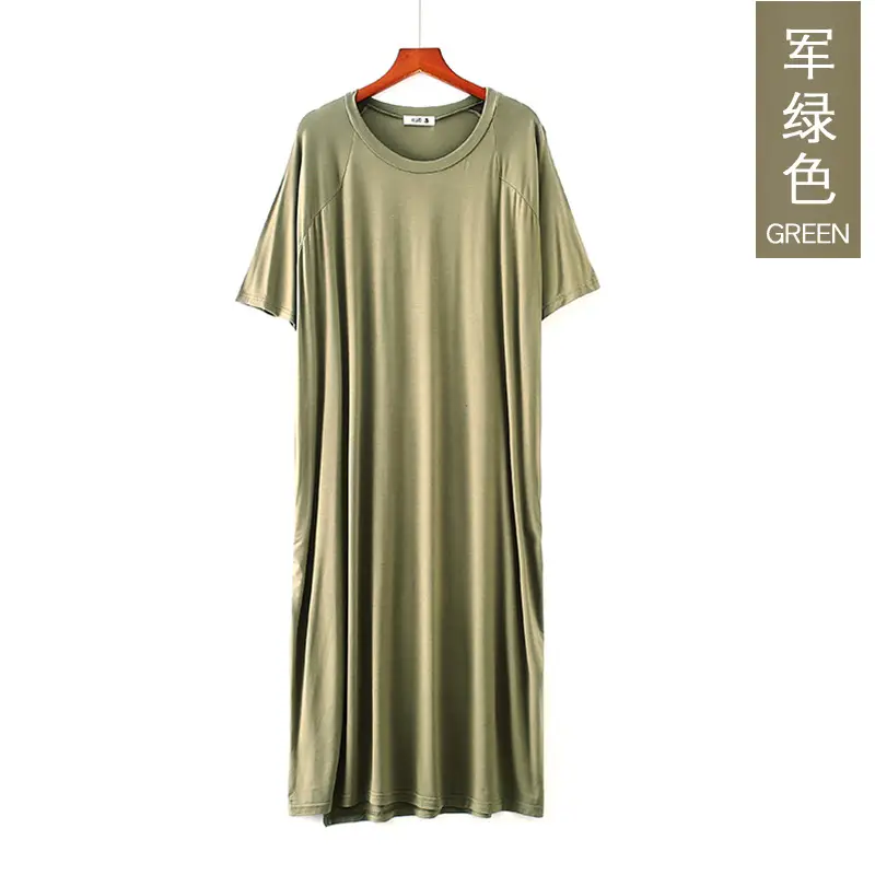 Women's Long Sleeve Nightgown Dress Solid Color Loose Fit - Image 2