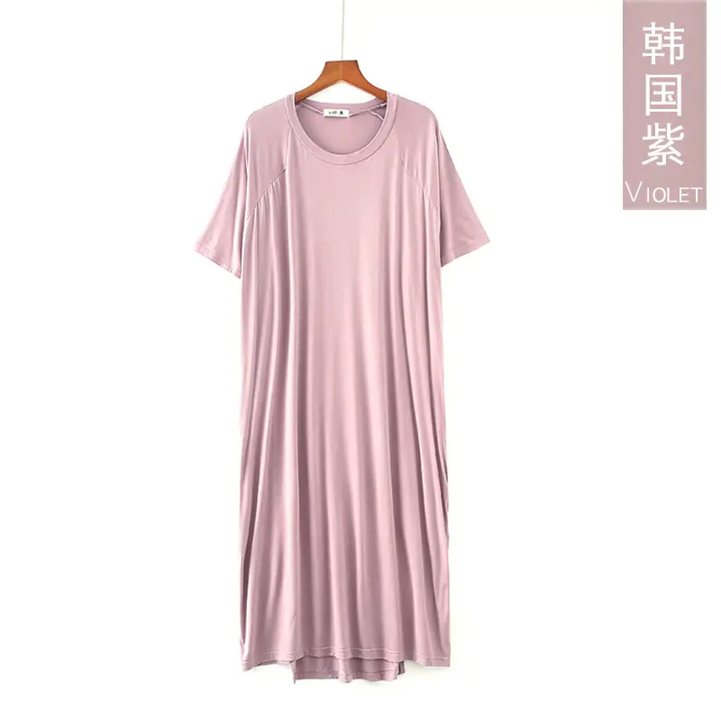 Women's Long Sleeve Nightgown Dress Solid Color Loose Fit - Image 3