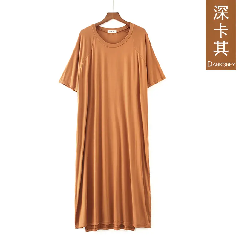 Women's Long Sleeve Nightgown Dress Solid Color Loose Fit - Image 4