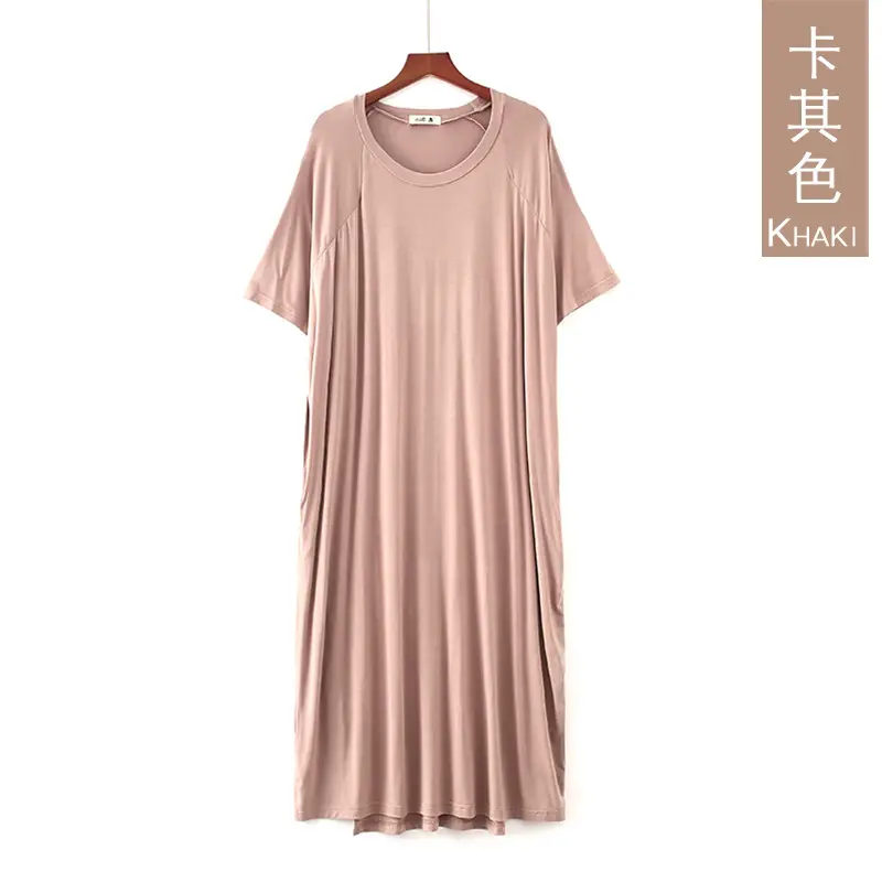 Women's Long Sleeve Nightgown Dress Solid Color Loose Fit - Image 5