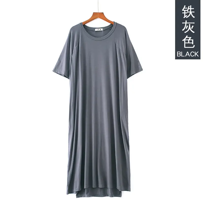 Women's Long Sleeve Nightgown Dress Solid Color Loose Fit - Image 6
