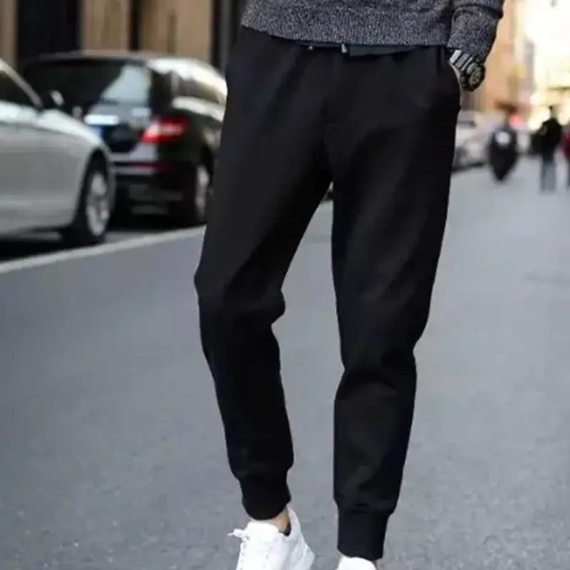 90s Korean Style Slim Fit Black Teen Pants - Image 3