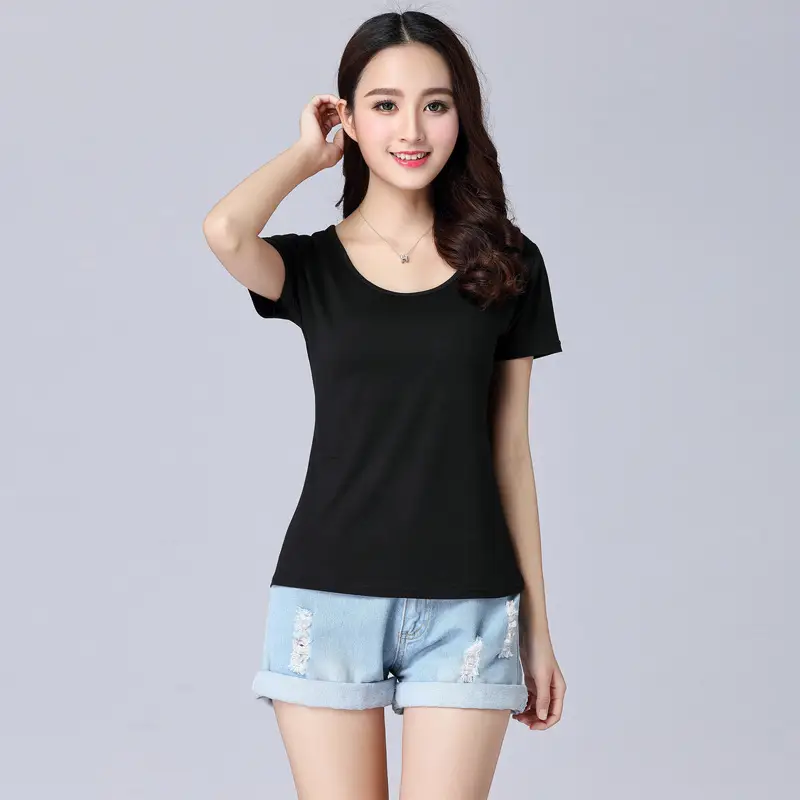 Women Grey Round Neck T-Shirt Large Size Modal Slim Fit