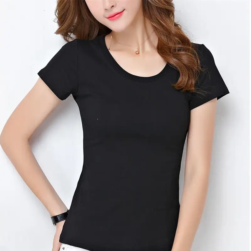 Women Grey Round Neck T-Shirt Large Size Modal Slim Fit