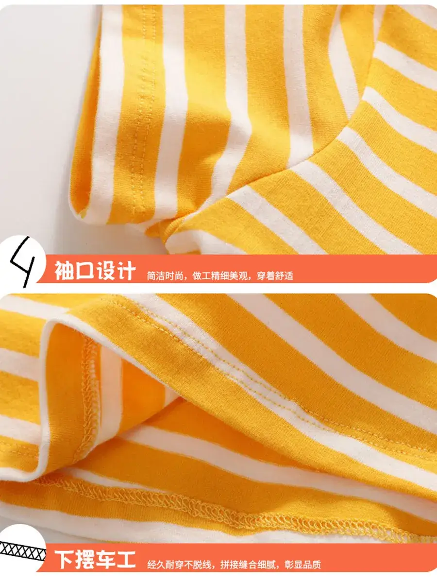 Girls Striped Blue Bird Skirt Dress Yellow - Image 4