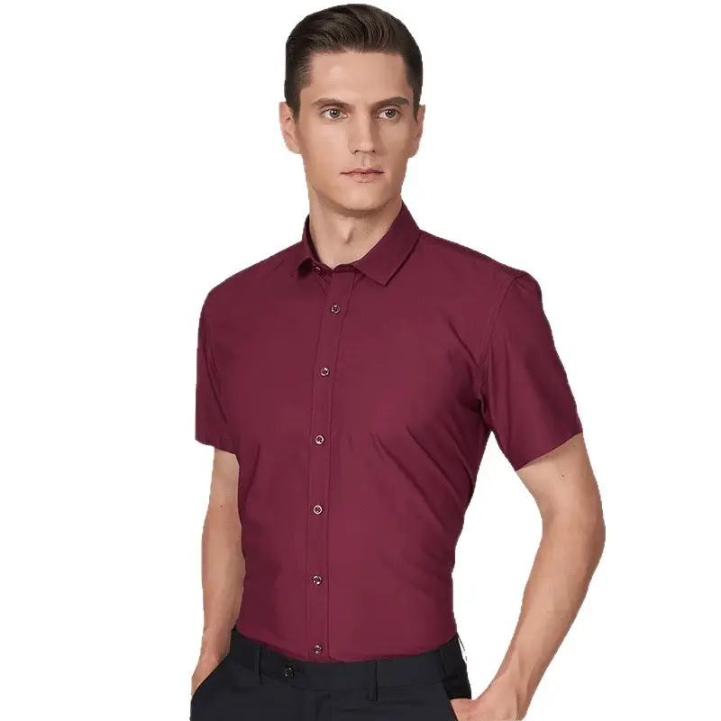 Men's Light Blue Bamboo Fiber Short Sleeve Shirt - Image 10