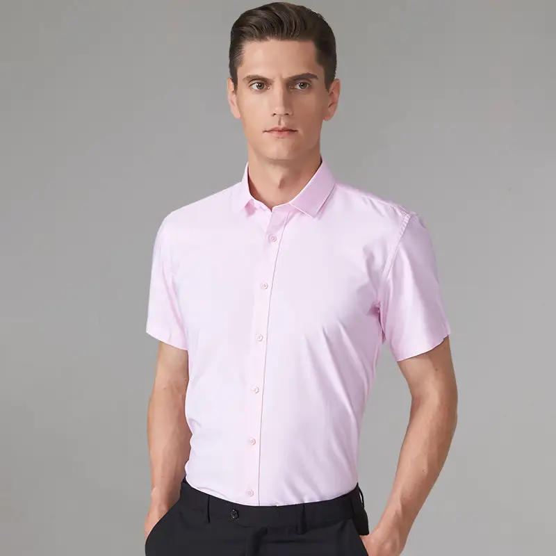 Men's Light Blue Bamboo Fiber Short Sleeve Shirt - Image 3
