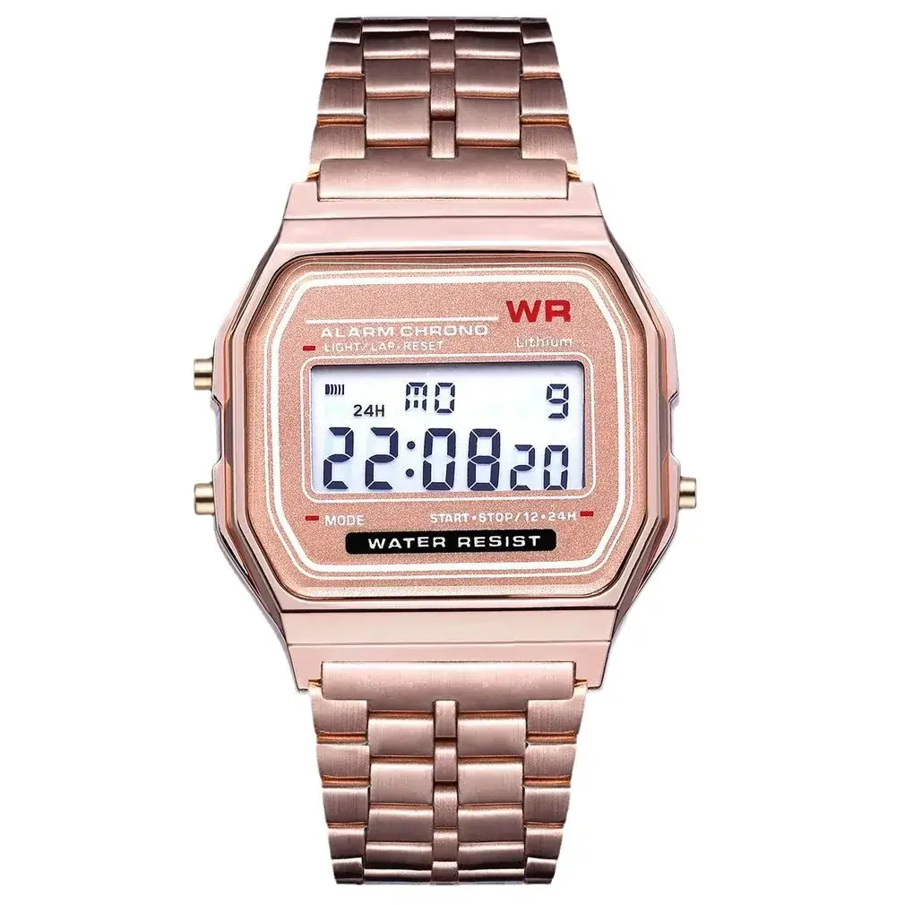 Rose Gold Digital Alarm Clock for Kids with Metal Band - Image 9
