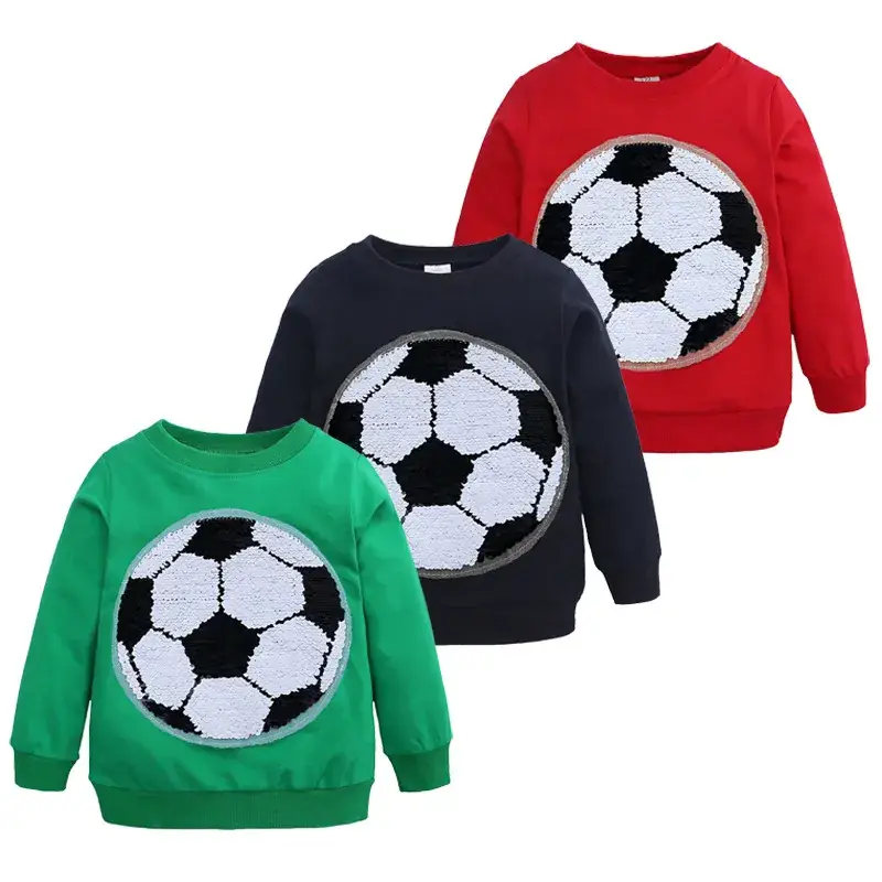 Green Football & Score Logo Long Sleeve Sweater for Boys Girls