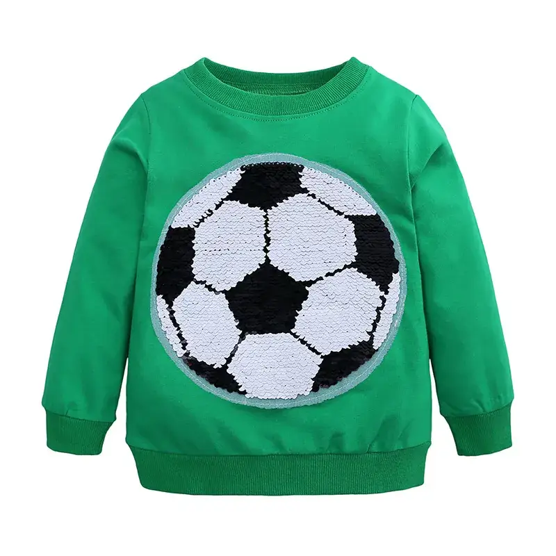 Green Football & Score Logo Long Sleeve Sweater for Boys Girls