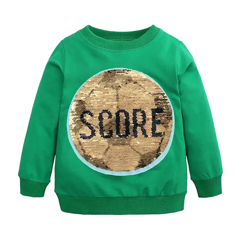 Green Football & Score Logo Long Sleeve Sweater for Boys Girls