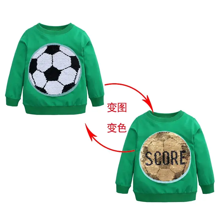 Green Football & Score Logo Long Sleeve Sweater for Boys Girls