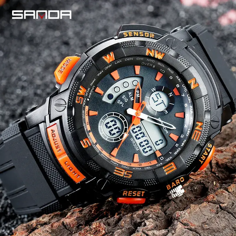 Sanda Men's Multifunctional Waterproof Sports Watch