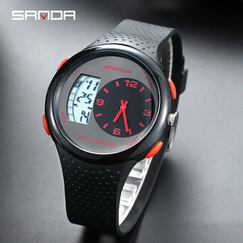 Sanda Waterproof Luminous Men's Digital Watch Black - Image 8