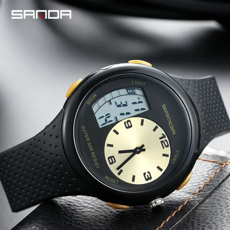 Sanda Waterproof Luminous Men's Digital Watch Black - Image 9