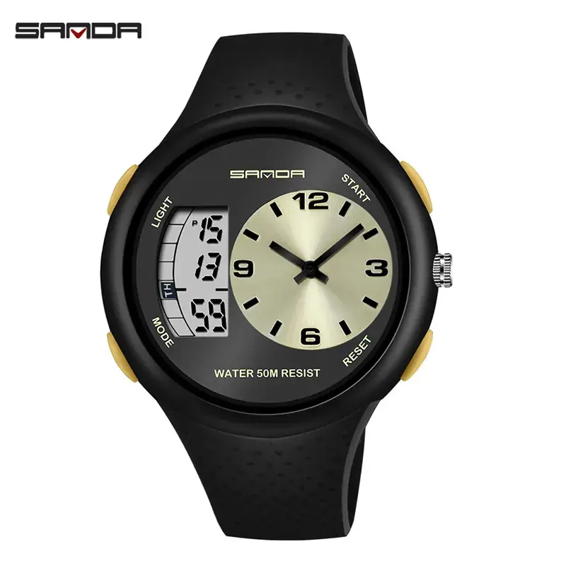 Sanda Waterproof Luminous Men's Digital Watch Black - Image 3