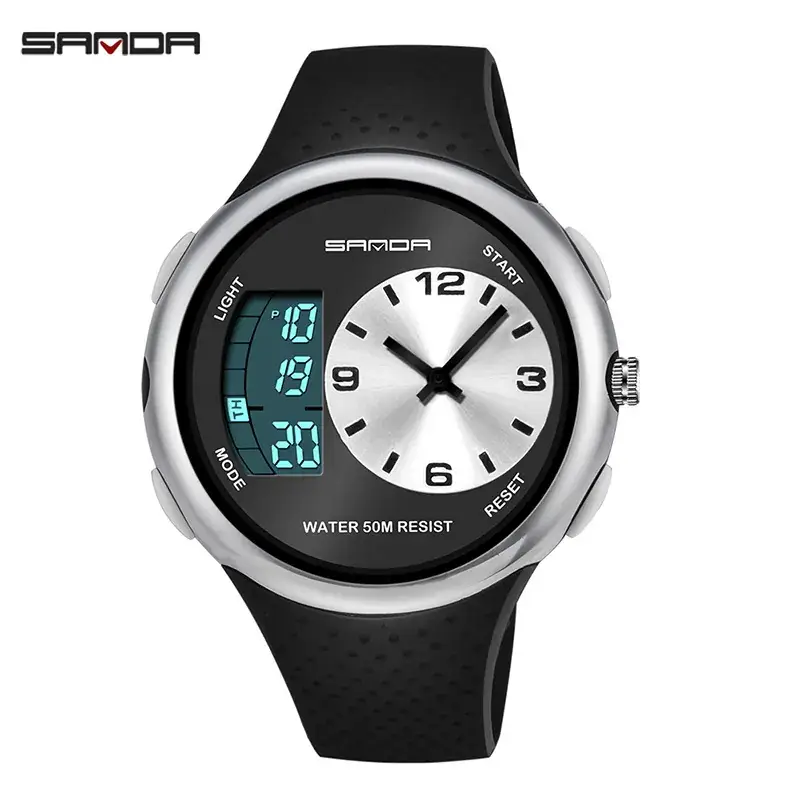 Sanda Waterproof Luminous Men's Digital Watch Black - Image 4