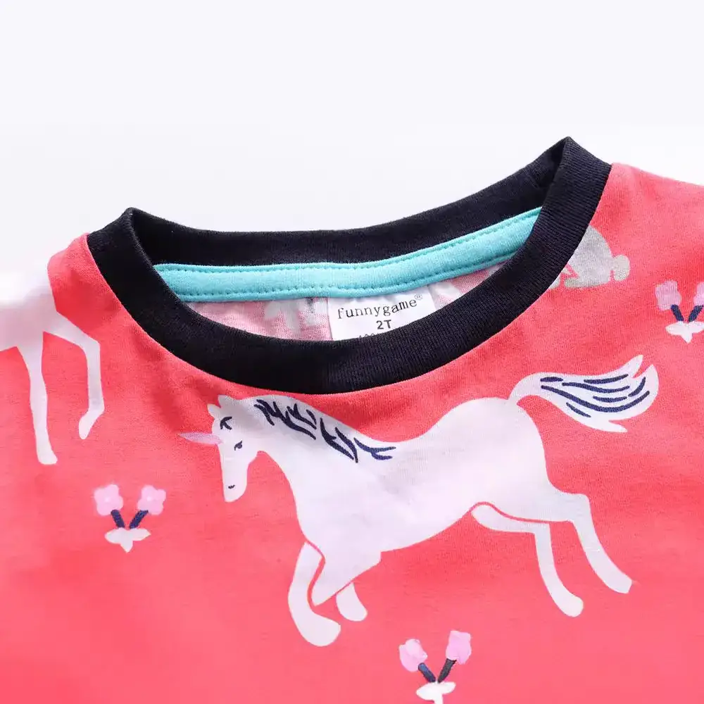 Kids Cartoon Print Lady Dress Red Short Sleeve - Image 4