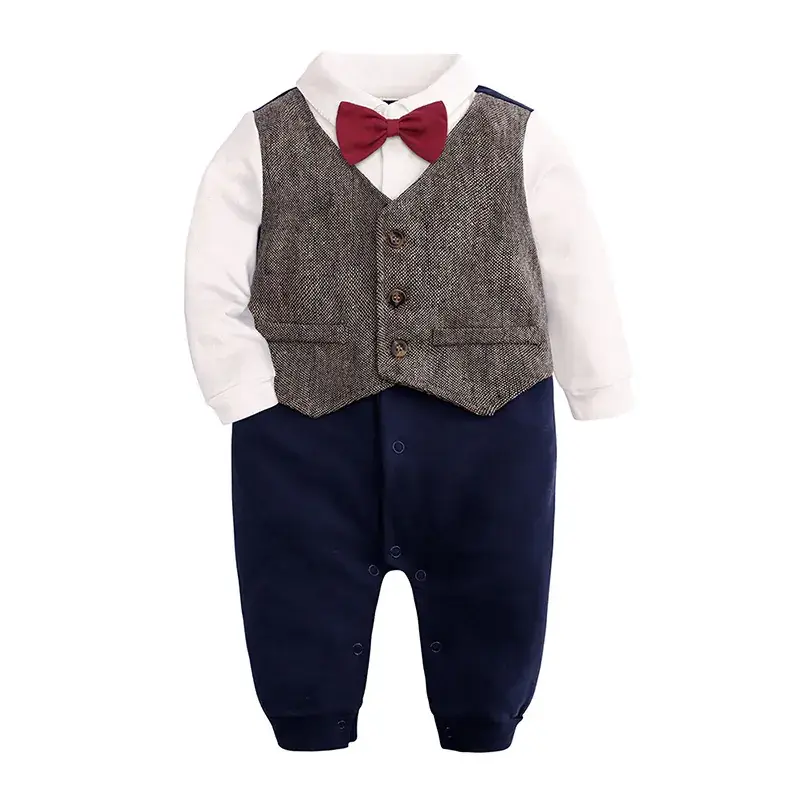 Baby Navy White Long Sleeve One-Year Old Suit - Image 3