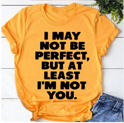 I May Not Be Perfect But I'm Not Short-Sleeved T-Shirt Orange - Image 4